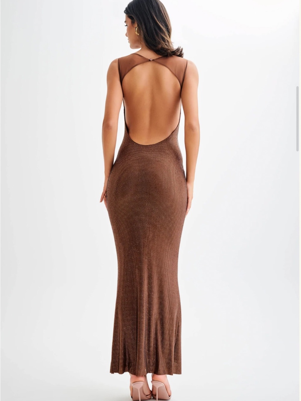 Meshki Brown Sparkle Slip Maxi Dress - Picture 3 of 9